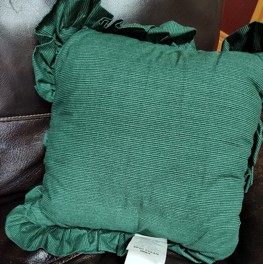 Festive Santa Holiday Pillow with Green Striped Accents - Picture 3 of 4